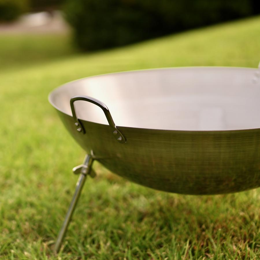中華鍋型焚火台、ステンレス製、焚き火で鍋料理にも使えます cacomoca Fire Pit WOK 65cmファイヤーピット・ワック 65cm |  | 06
