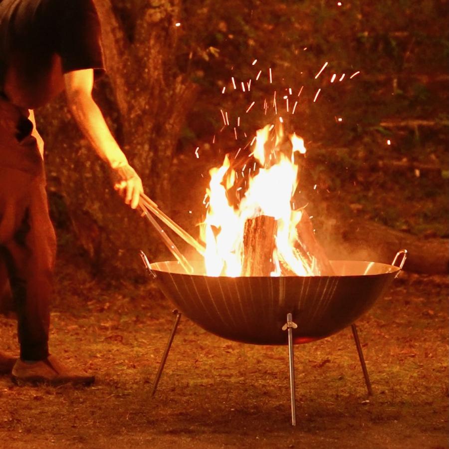 中華鍋型焚火台、ステンレス製、焚き火で鍋料理にも使えます cacomoca