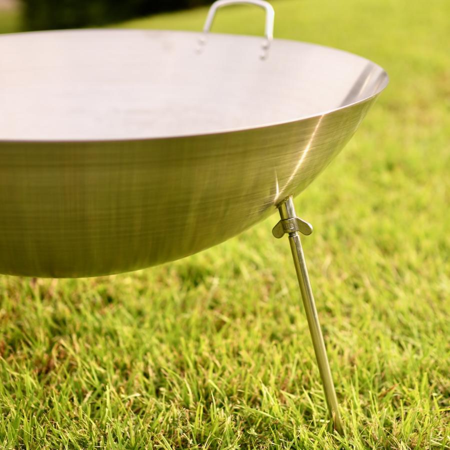 中華鍋型焚火台、ステンレス製、焚き火で鍋料理にも使えます cacomoca Fire Pit WOK 80cmファイヤーピット・ワック 80cm |  | 09