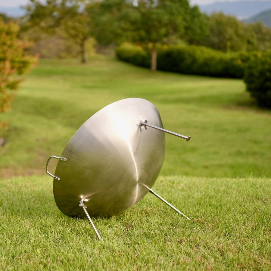 中華鍋型焚火台、ステンレス製、焚き火で鍋料理にも使えます cacomoca Fire Pit WOK 80cmファイヤーピット・ワック 80cm |  | 08