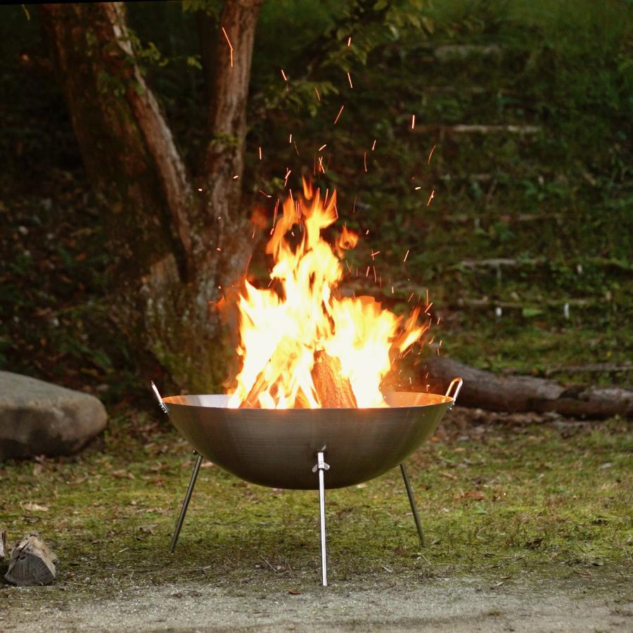 中華鍋型焚火台、ステンレス製、焚き火で鍋料理にも使えます cacomoca Fire Pit WOK 80cmファイヤーピット・ワック 80cm |  | 04