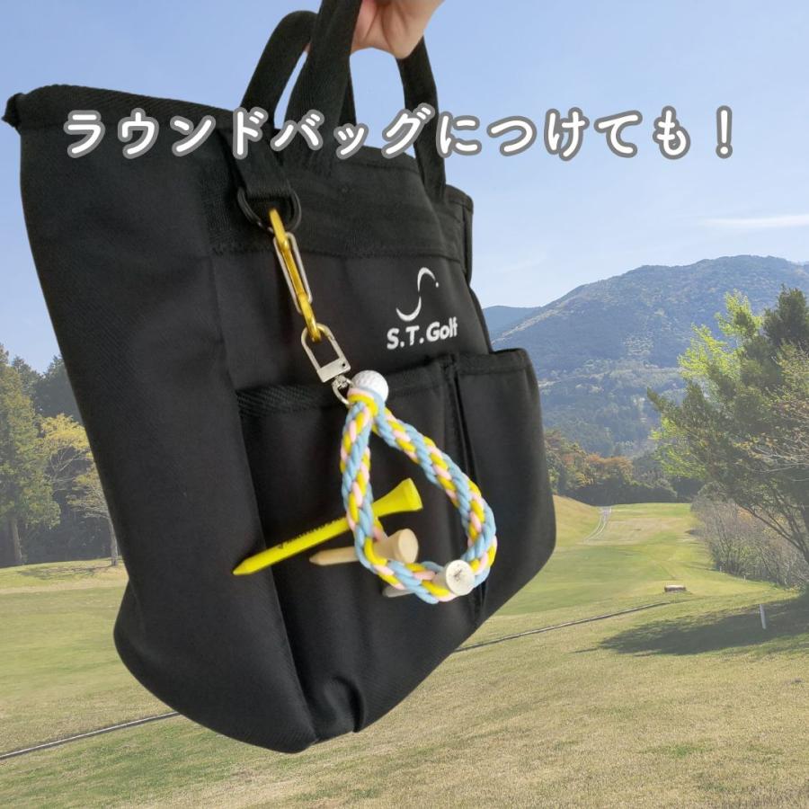 ティーホルダー ゴルフ ティー おしゃれ カラビナ 編み込み 組紐
