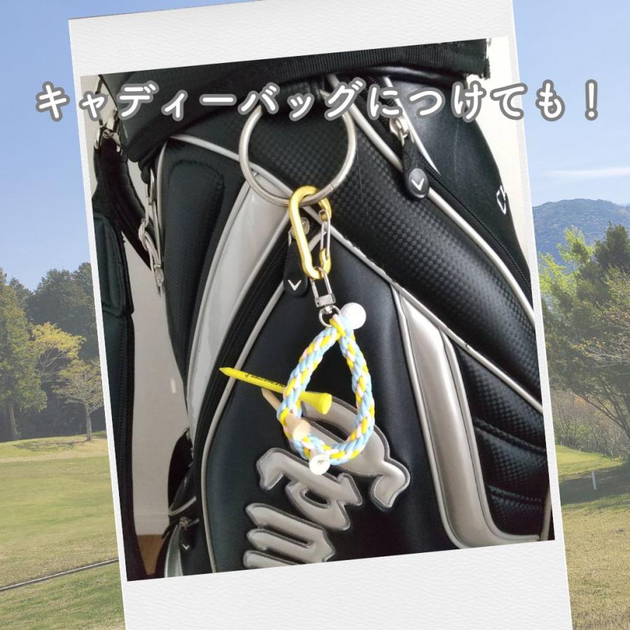 ティーホルダー ゴルフ ティー おしゃれ カラビナ 編み込み 組紐
