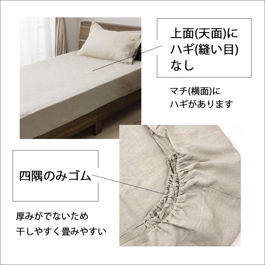 リネン ボックスシーツ ダブル ベッドカバー 日本製 LINEN \u0026 BASICの画像