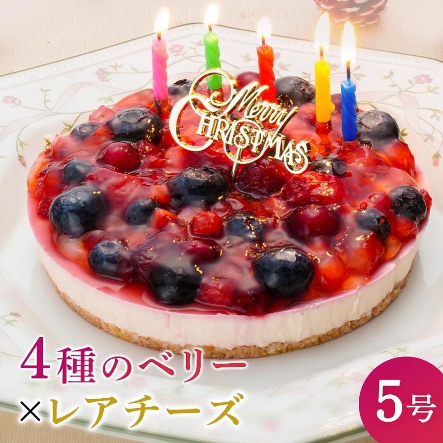 お得5㎏パック　ブルーベリーチーズケーキ　ステンレスシェーカー付き！ 4種のベリーチーズケーキ 5号(ローソク・プレート・メッセージカード