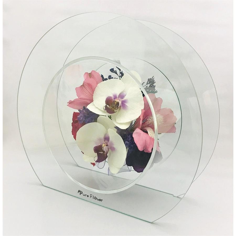 プリザードフラワー ピュアフラワー(ラン：ホワイト)p-15J-O) ボトルフラワー 誕生日 記念日 母の日 結婚祝い 開店祝い 退職祝い 送料無料 高級 ギフト