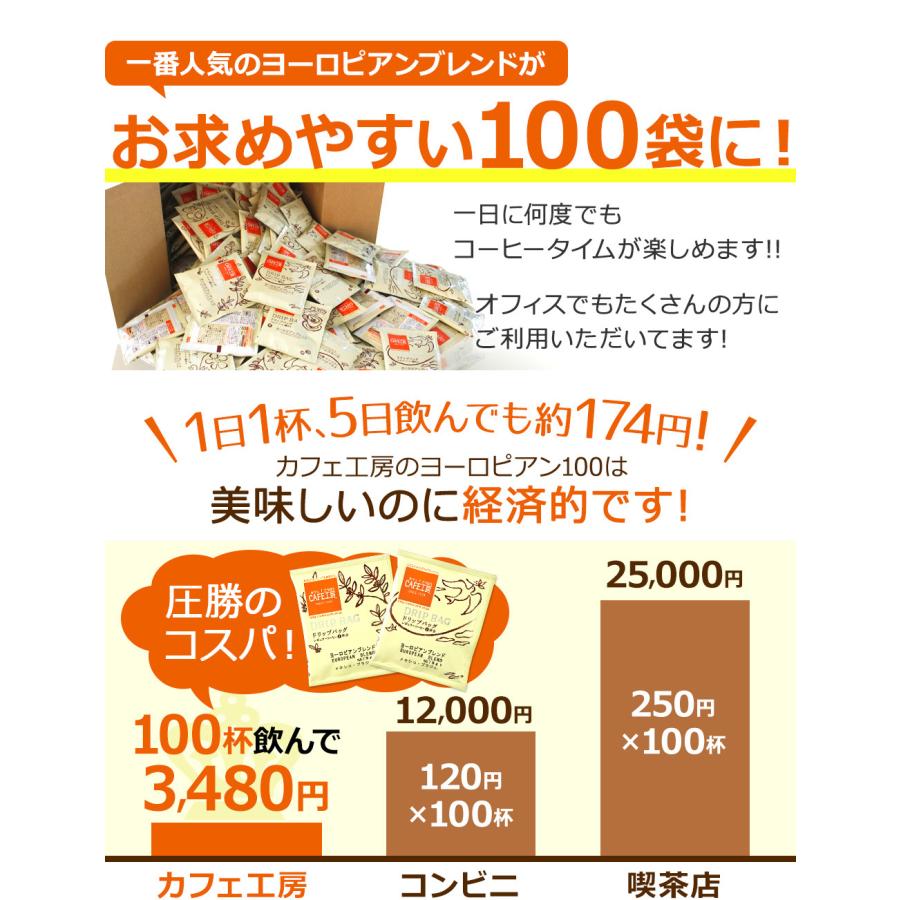 コーヒー ドリップコーヒーヨーロピアンブレンド 9g×100袋  コーヒー通販カフェ工房 |  | 04