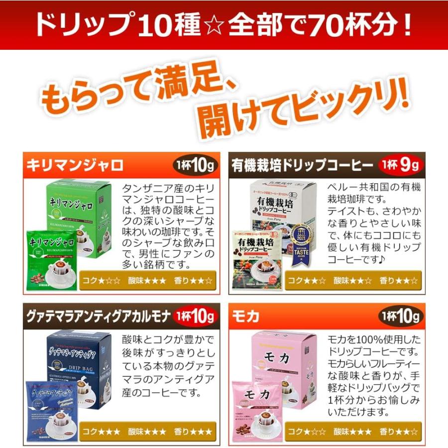 コーヒー ドリップコーヒー 10種70杯バラエティセット（コーヒーアソート7杯×10種 計70袋入) コーヒー通販カフェ工房 |  | 04