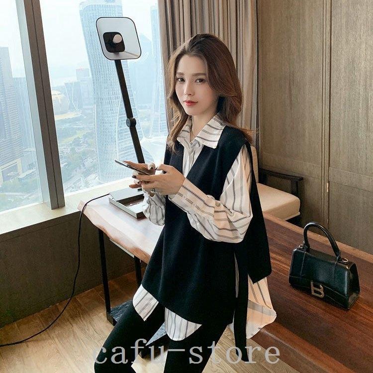 シャツレディースブラウスチュニックロングシャツストライプシャツ 流行に