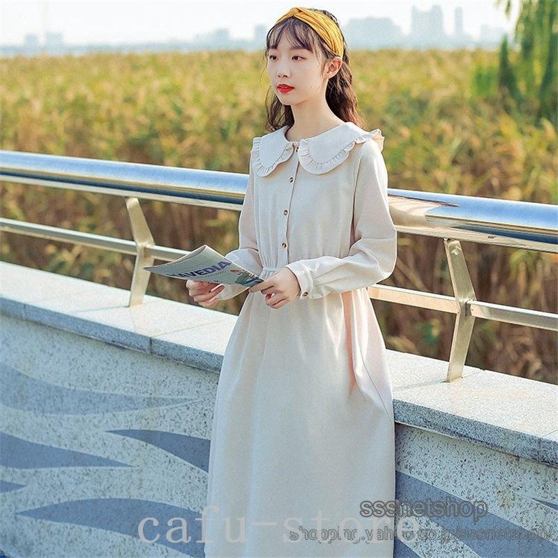 ワンピースレディースフレンチスタイルレトロ姫様風スリムお嬢様風膝丈シンプルカジュアル森ガール長袖おしゃれフェミニン着痩せ 憧れ