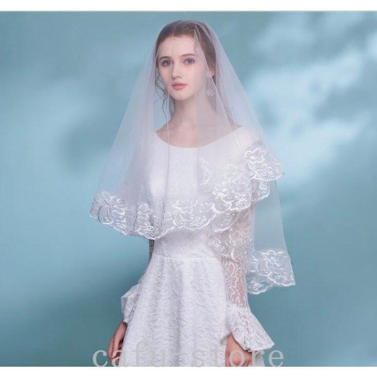 ロングベール ウエディングベール ロングベール ダウンベール花柄レース刺繍ブライダル結婚式ベール花嫁披露宴 1 5 3 5mウェディング小物 二次会2枚 Teiobcrdxx レディースファッション Raom Org Ar