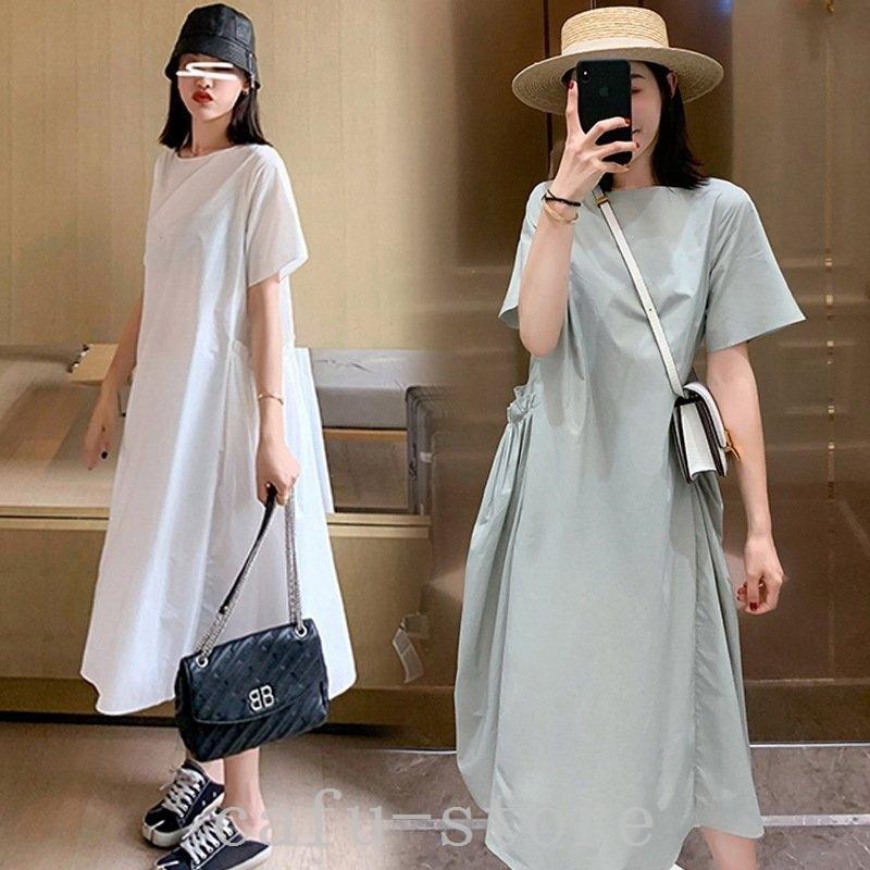 妊婦服 授乳服マタニティウエアマタニティ夏服産前産後ラウンドネックス半袖ワンピース通気性良いゆったりママ大きいサイズお出かけ通勤 公式