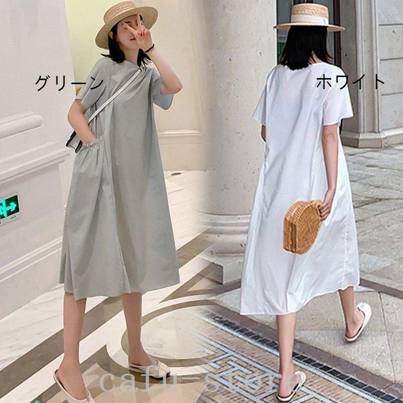 妊婦服 授乳服マタニティウエアマタニティ夏服産前産後ラウンドネックス半袖ワンピース通気性良いゆったりママ大きいサイズお出かけ通勤 公式