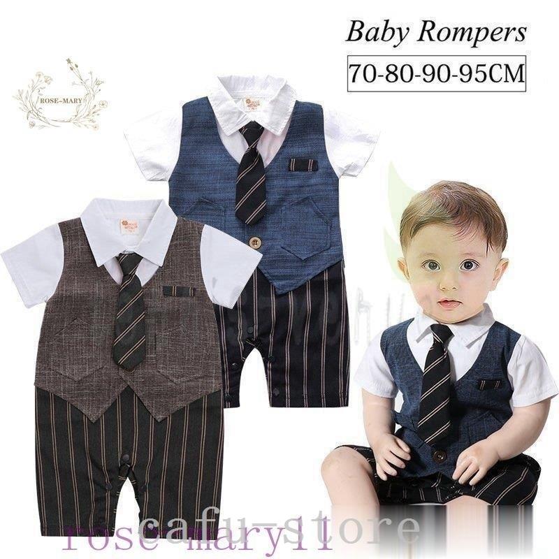 新生児 ロンパース 女の子 ベビー服 男の子 フォーマル カバーオール 夏 半袖 前開き 紳士風 子供服 赤ちゃん おしゃれ 出産祝い 結婚式 誕生日 お宮参り お食い初め 割引価格