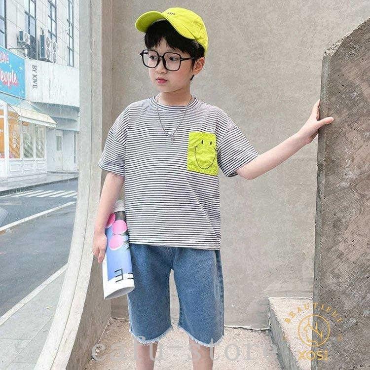 子供服セットアップ春夏男の子子供ジャージキッズ韓国子供服ジュニア上下セット半袖tシャツショートパンツベビー服男児おしゃれ通学着通園着 上品