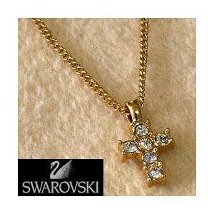 スワロフスキー クロスネックレス ゴールド パリスビジュー 花付き 