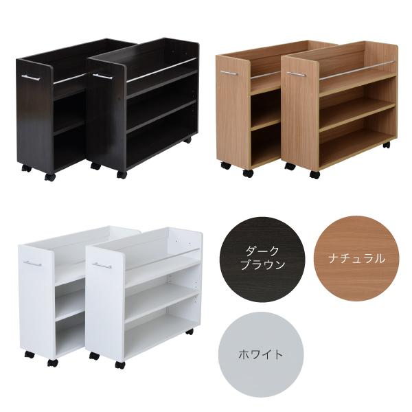 押入れ ラック 収納 ラック 本棚 2個セット 幅26.5 奥行78 .5 キャスター付き 隙間 ワイド ワゴン 棚 3段 大容量 CD DVD 本 漫画 整理 押し入れ収納[18]の画像