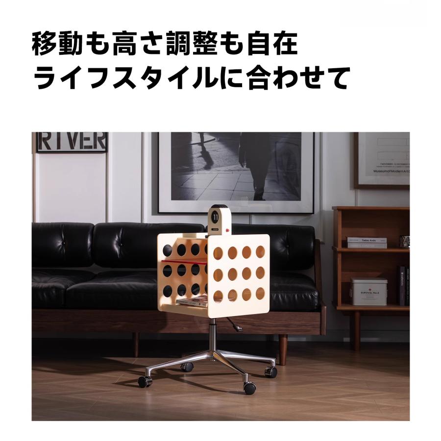 CAGUUU キャスター付き昇降式アクリルサイドテーブル 多機能収納