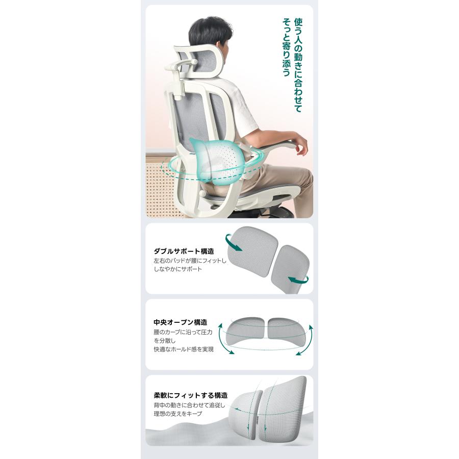CAGUUU アクシスコアライト オフィスチェア オットマン付き メッシュ 座面スライド エルゴノミクス ワークチェア デスクチェア パソコンチェア おしゃれ_9