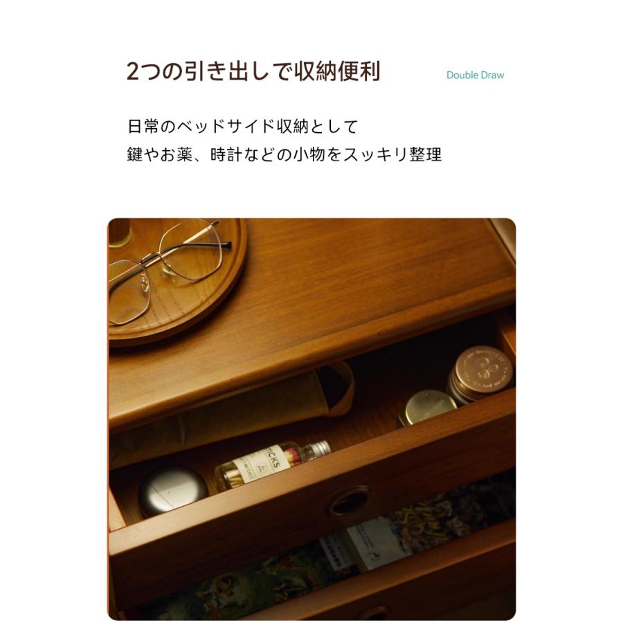 CAGUUU ベッドサイドキャビネット 木製ナイトテーブル ベッドサイド
