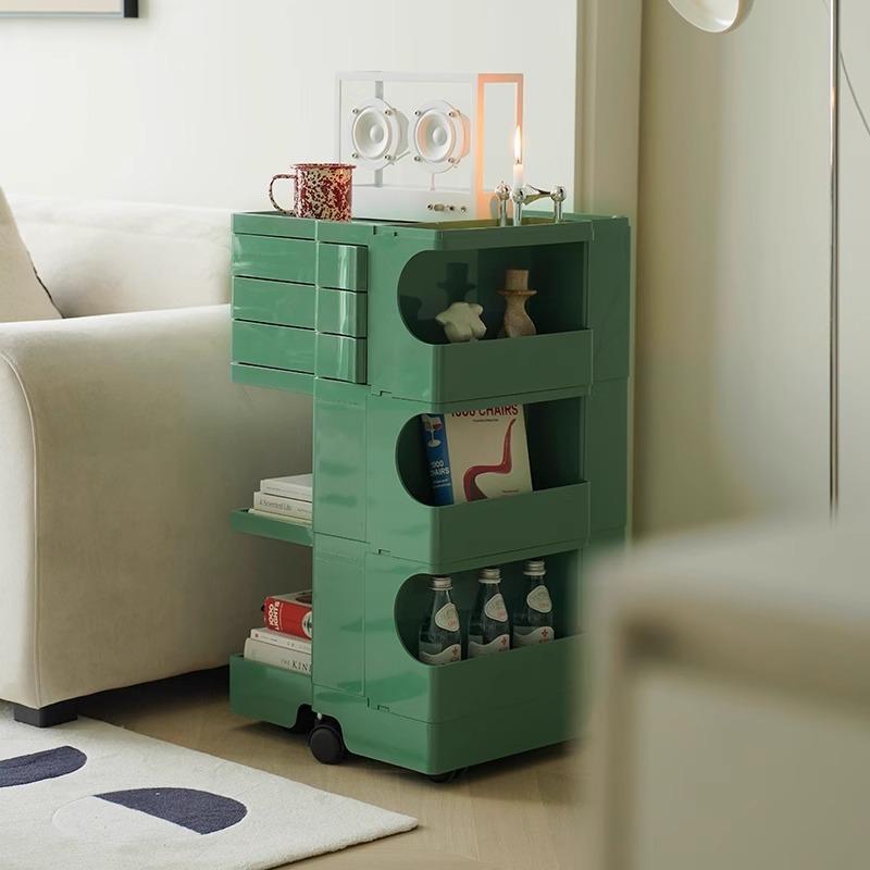 CAGUUU 回転式マガジンラック 回転式多機能キャビネット キャスター