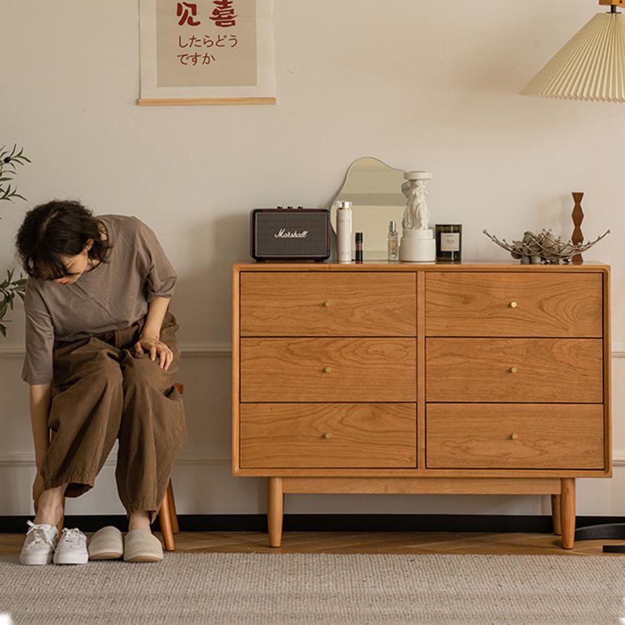 CAGUUU ウッド六マスチェスト モダンデザイン 多機能ホーム