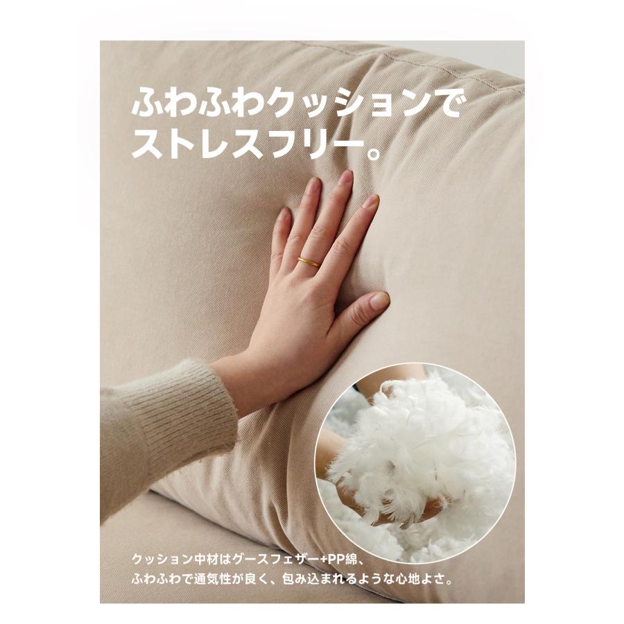 CAGUUU スクエアクッションソファ L100*W96*H74cm FAS級ホワイトオーク