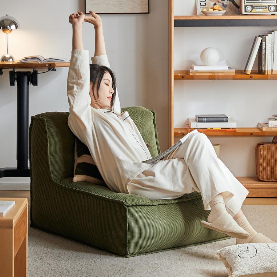 CAGUUU シングルスクエアクッションソファ 高反発クッション付き