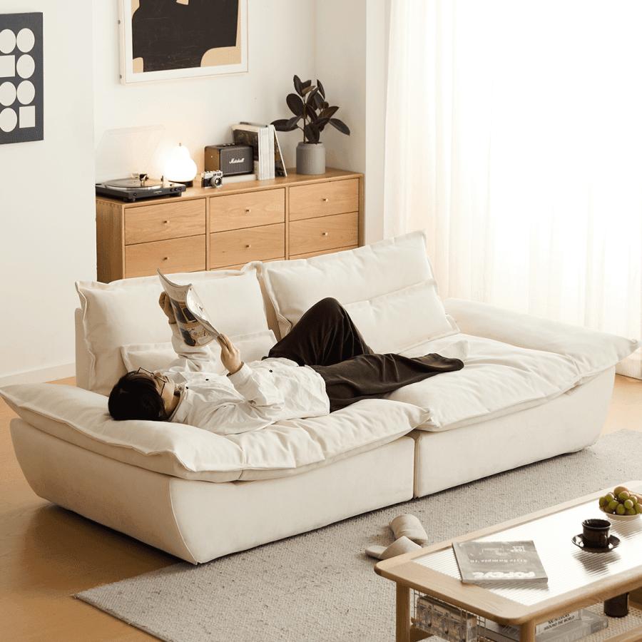 CAGUUU 北欧風ワイドクッションソファ L240*W110*H80cm(分解方) 耐久性