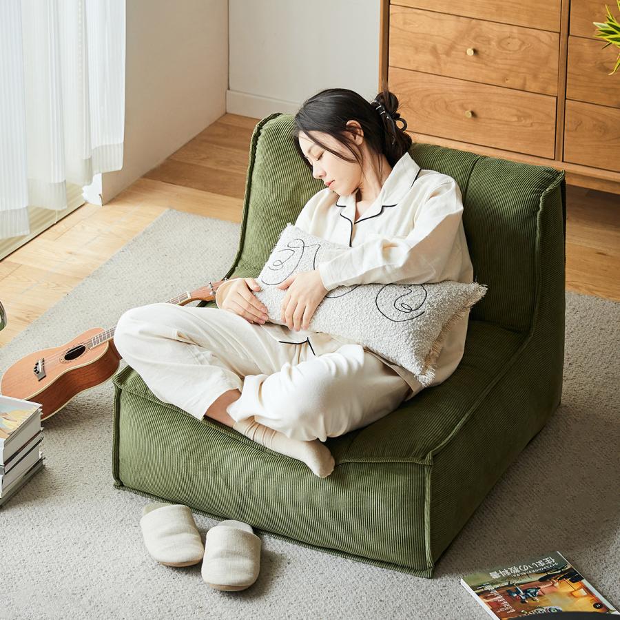 CAGUUU シングルスクエアクッションソファ 高反発クッション付き