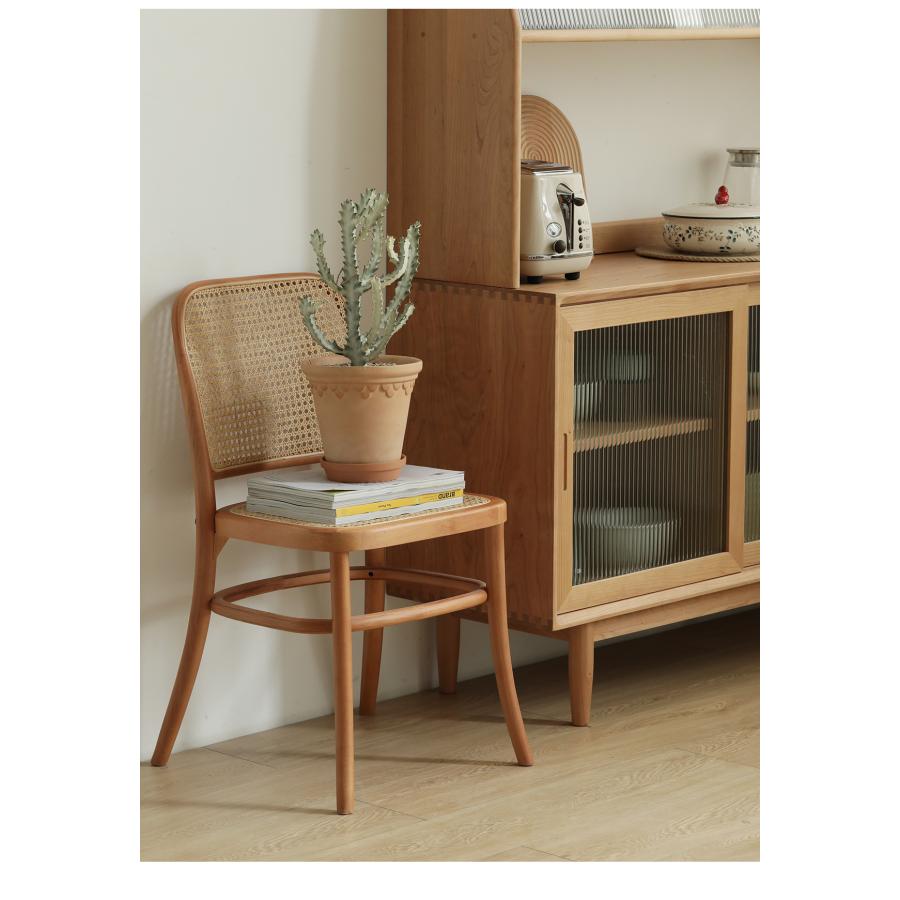 CAGUUU クラシックラタン調ウッドダイニングチェア クラシックなラタン