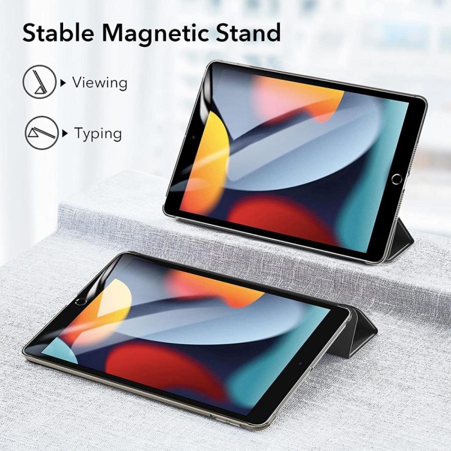 iPad 第9/8/7世代 (2021, 2020, 2019) ケース オートスリープ/ウェイク機能対応 半透明 薄型 軽量 傷防止 ハードカバー 三つ折りスタンド|caihong|04