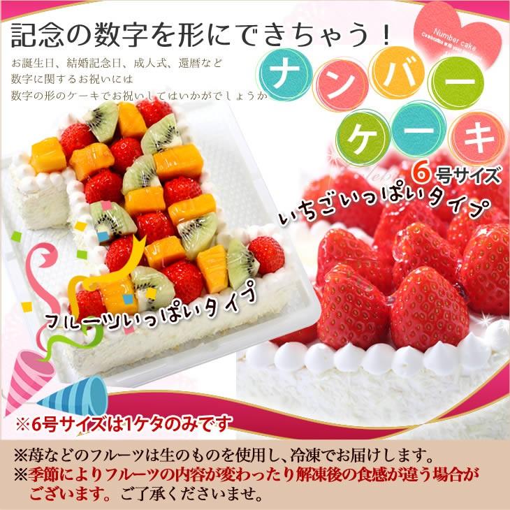 誕生日ケーキ アニバーサリーケーキ☆ 記念の数字を形に！(※1ケタのみ) 『ナンバーケーキ』6号　フルーツといちごの2タイプ｜cake-tairiku
