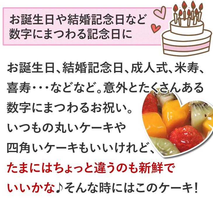 誕生日ケーキに大人気　『ナンバーケーキ』8号　フルーツいっぱいといちごいっぱいの2タイプ　記念の数字を形にしました。｜cake-tairiku｜02