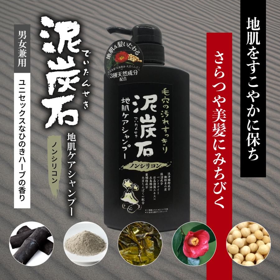 泥炭石（でいたんせき） 地肌ケアシャンプー 500ml ノンシリコン 地肌＆髪いたわる3種の天然成分（日高海藻・五島椿油・大豆たんぱく）配合 ペリカン石鹸 |  | 01