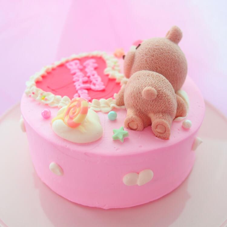 誕生日ケーキ バースデーケーキ おやすみくまちゃん センイルケーキ くま キャラクターケーキ 送料無料 5号｜cakejp｜04
