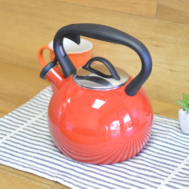 ケトル クイジナート ホーロー やかん 笛吹き IH対応 2L 赤 Cuisinart Valor 2 Qt. Tea Kettle