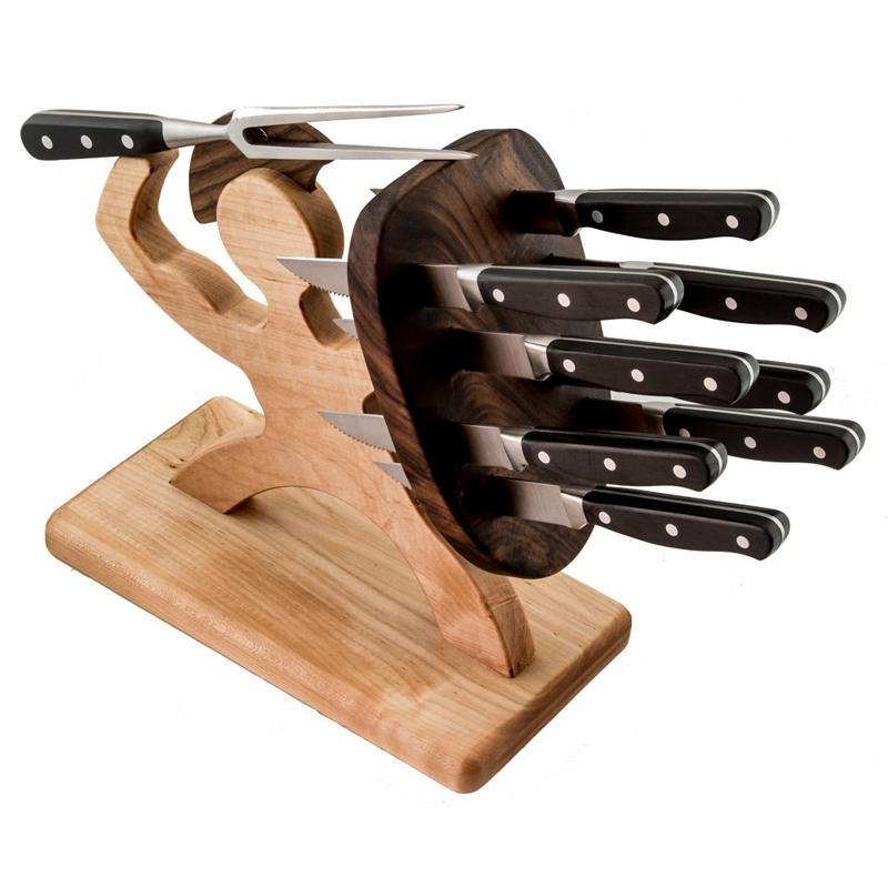 ステーキナイフ ナイフブロック Steak ハンドメイド 10点セット テーブルナイフ アメリカ製 木製 カトラリー 箸 ウッド