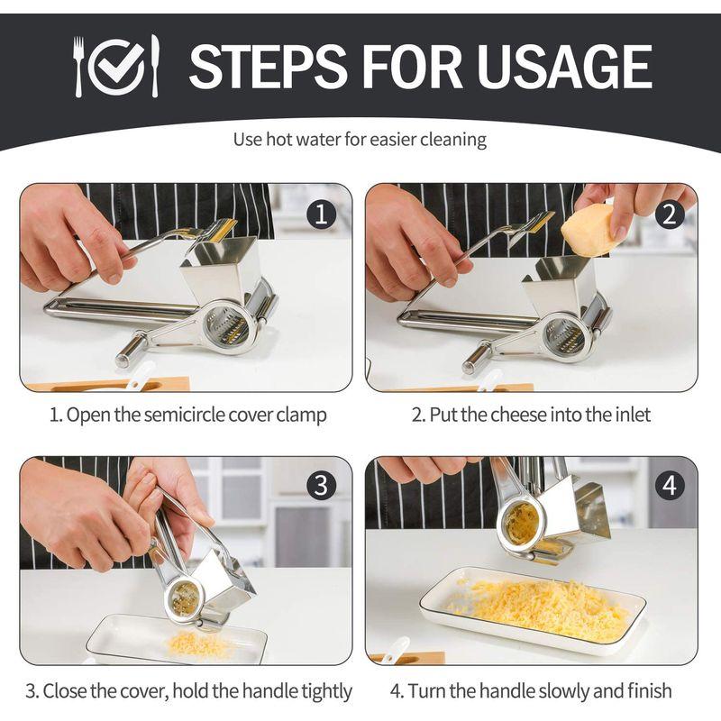 チーズグレーター シュレッダー 回転 おろし金 回す 削る ステンレス Rotary Cheese Grater, Thicken Stainless_3