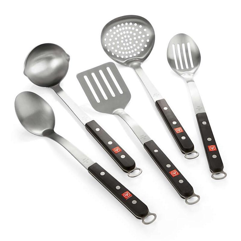 ヴォストフ ステンレス ユーテンシル 調理器具 5点セット スキマー スプーン スパチュラ レードル 穴あき おたま Wusthof 5-Pieceの画像