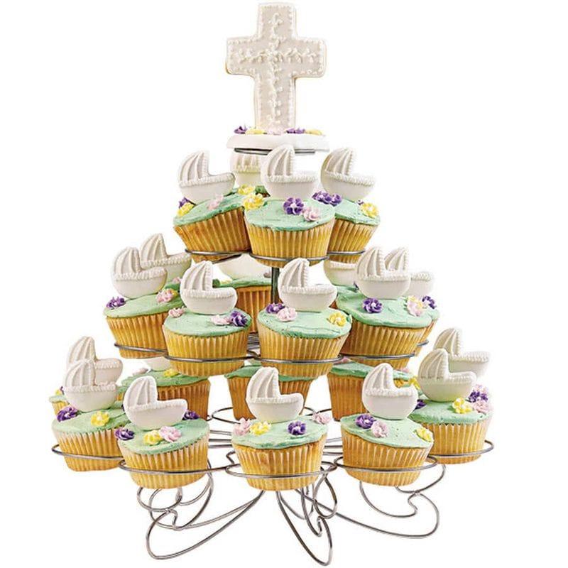 ウィルトン メタルデザートスタンド ケーキスタンド 4段 Wilton 307-826 Cupcakes’n More 23-Count 4-Tierの画像