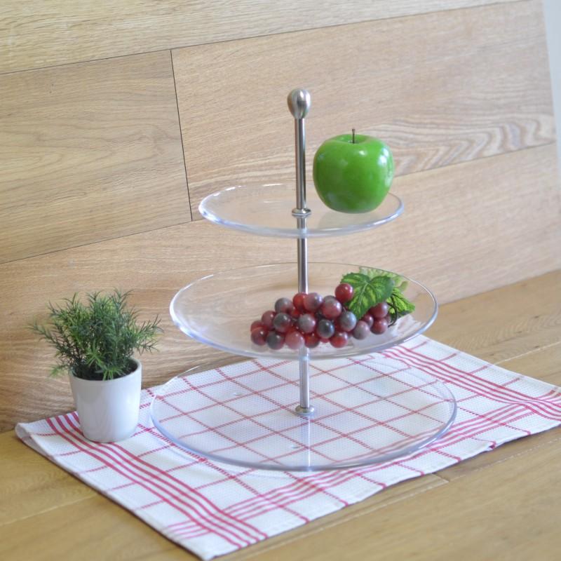 ケーキスタンド デザートスタンド ガラス 3段 Three-Tier Glass Server