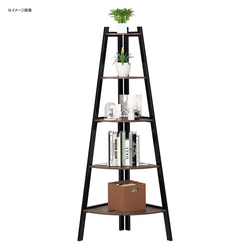 コーナーラック 5段 棚 パーチクルボード アイアンフレーム Homfa Industrial Corner Ladder Shelf, 5 Tierの画像
