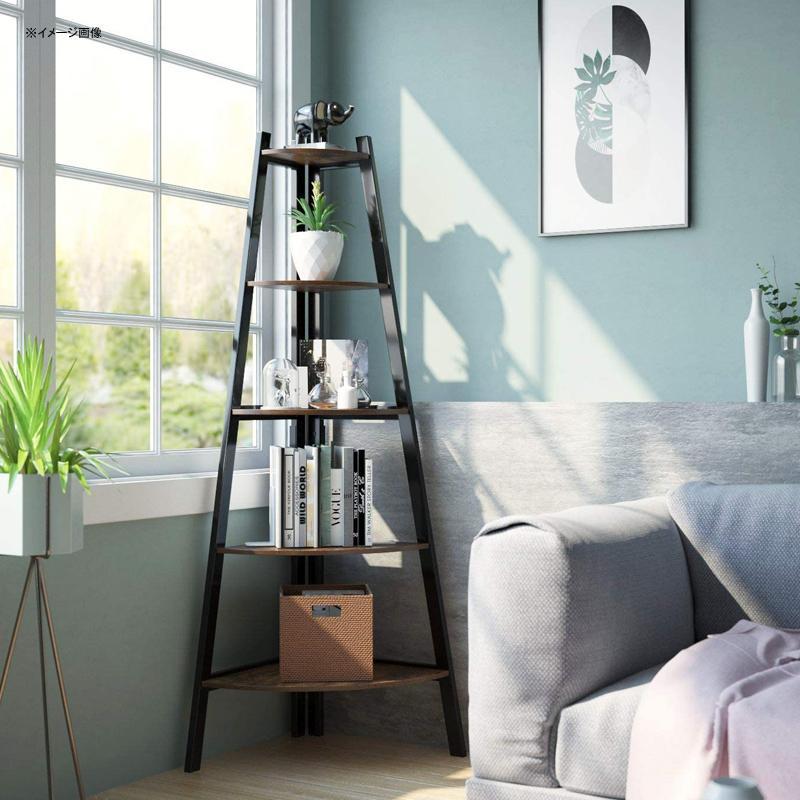 コーナーラック 5段 棚 パーチクルボード アイアンフレーム Homfa Industrial Corner Ladder Shelf, 5 Tierの画像