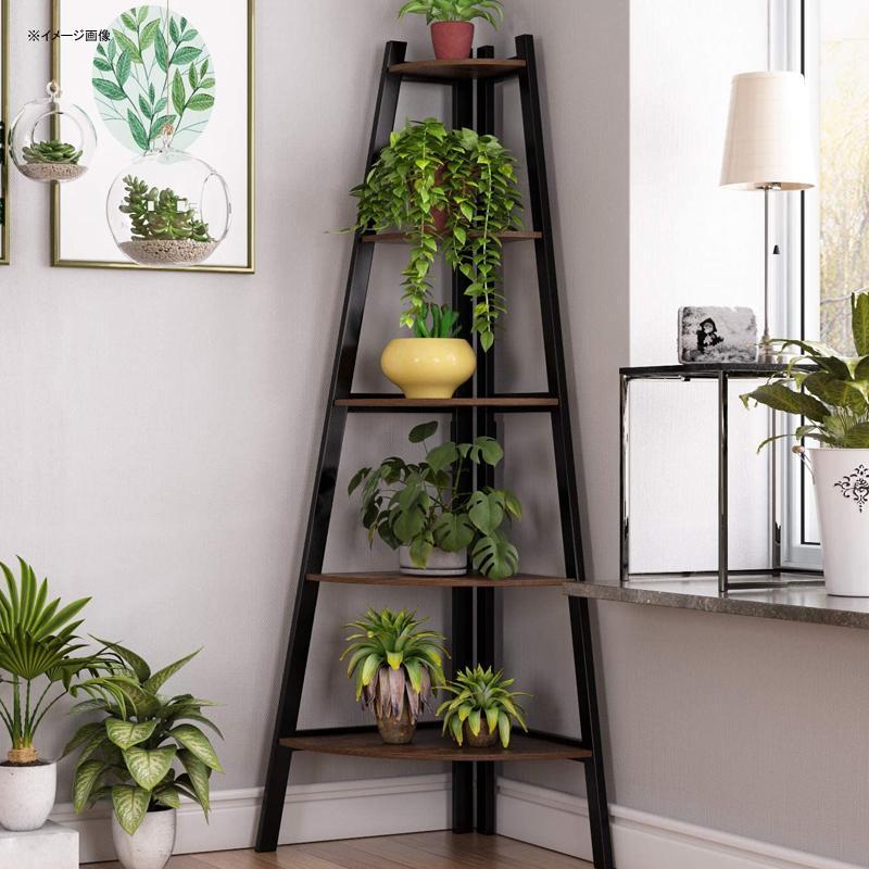 コーナーラック 5段 棚 パーチクルボード アイアンフレーム Homfa Industrial Corner Ladder Shelf, 5 Tierの画像