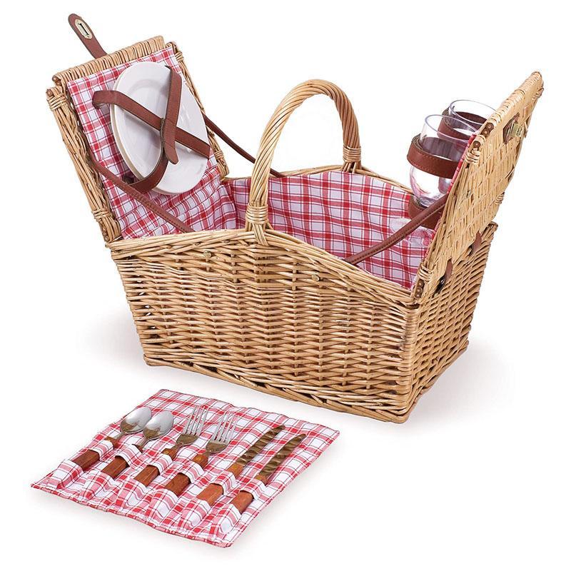 ピクニックバスケット 2人用 お皿 ワイングラス コルク抜付 Picnic Time Piccadilly Willow Picnic