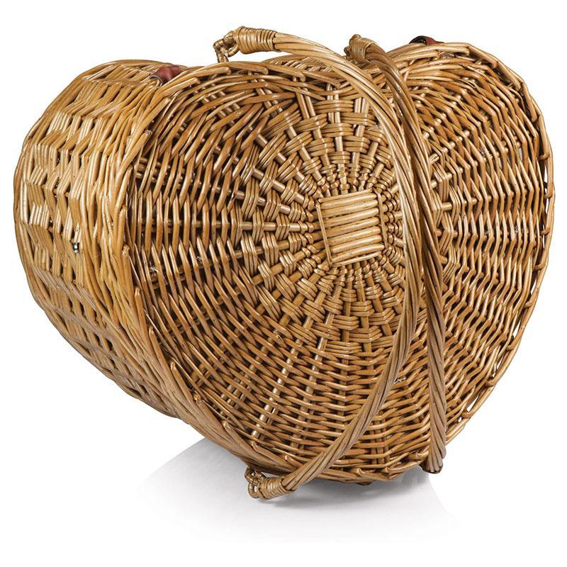 ピクニックバスケット 2人用 ハート形 Picnic Time 'Heart' Willow Picnic Basket with Deluxe Se｜cakmkt｜04