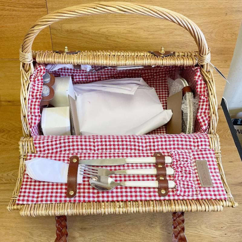 ピクニックバスケット 2人用 PICNIC TIME Barrel Wicker Picnic Basket with Service for