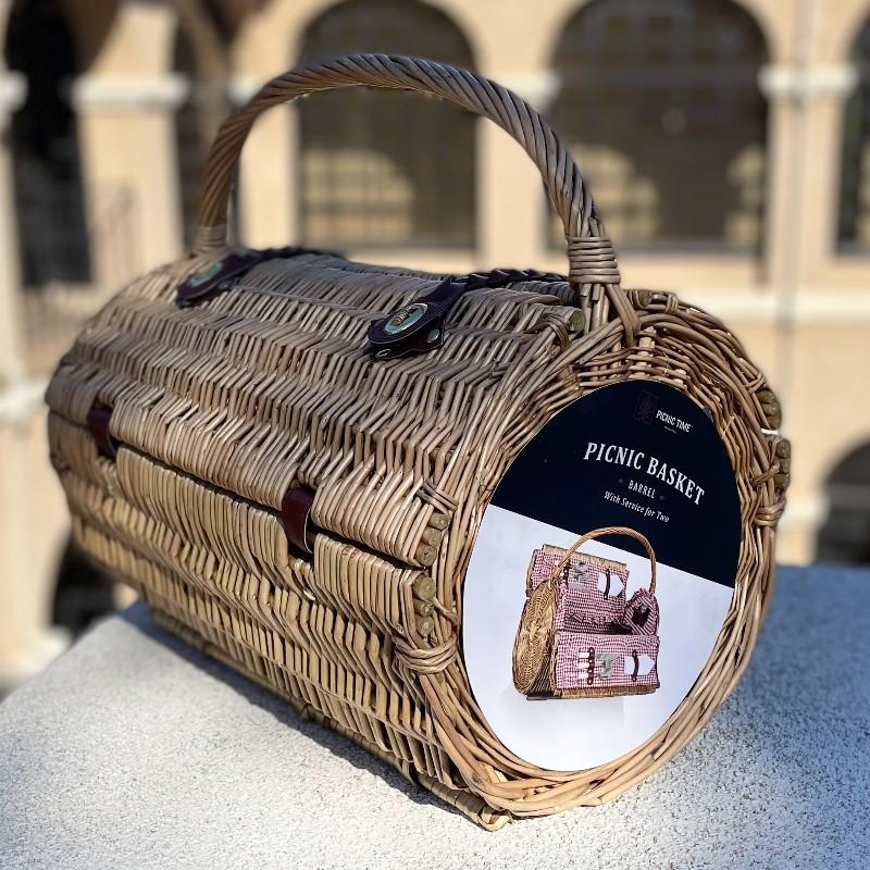 ピクニックバスケット 2人用 PICNIC TIME Barrel Wicker Picnic Basket