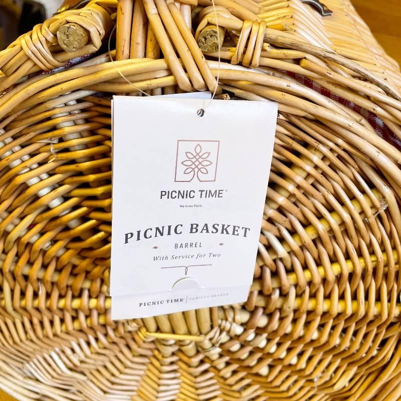 ピクニックバスケット 2人用 PICNIC TIME Barrel Wicker Picnic Basket